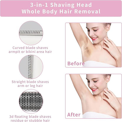 Led Display Electric Razorfor Women Men,4 in 1 Rechargeable Wet & Dry Electric Shaver and Facial Hair Remover,2025 Painless Ladies Body Razors for Nose Face Body Leg Bikini Arm Hair (Purple)