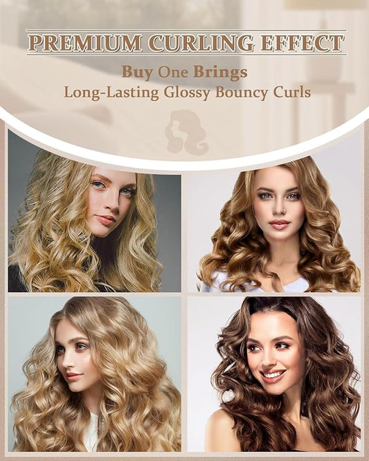 YEEGOR 1 Inch Curling Iron,Extra Long Barrel Ceramic Curling Iron for Long Hair Get Bouncy Curls,Dual Voltage Hair Curler for Travel,Rose Gold