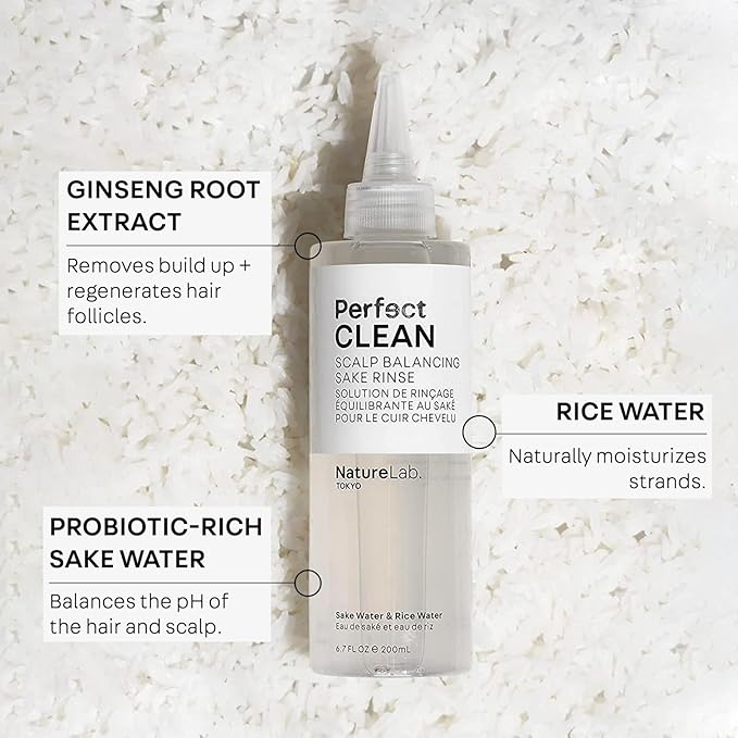 NATURELAB. TOKYO Perfect Clean Scalp Balancing Sake Rinse: Removing Product Build-Up and Impurities for Optimal Scalp Health | 6.7 FL OZ / 200 ML