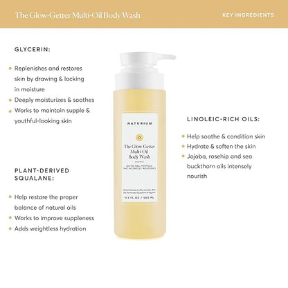 Naturium The Glow Getter Multi-Oil Hydrating Body Wash, Gentle Cleanser, 16.9 oz