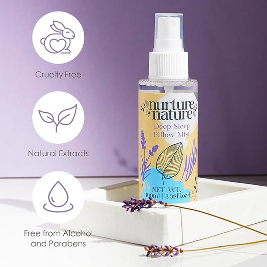 Nurture by Nature RELAX & CALM Spa Kit - Mothers Day Gifts - Spa Gift Baskets For Women, Complete Bath Sets for Women Gift - Lavender Pillow Mist, Bath Salts, Bath Bomb - Self Care Gift Basket