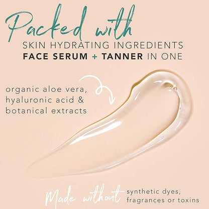 Face Tanner Serum - Medium to Dark Sunless Tanner for Face Sunless Tanner with Hyaluronic Acid - Self Tanner for Face Self Tan - Natural Face Tanner for Face Self Tanner
