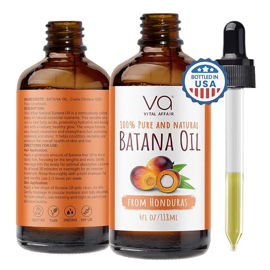 Batana Oil-Hair Growth Oil-4 Fl Oz-Glass Bottle-Cold Pressed-100% Raw-Dr Sebi Recommended-Essential Nutrients-For Women & Men