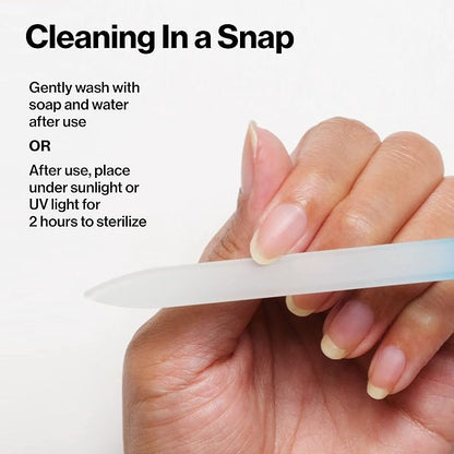 Revlon Glass Nail File, Manicure Tool for Shaping Natural Fingernails, Self-Cleaning with Bacteria Shield Technology, 1 Count