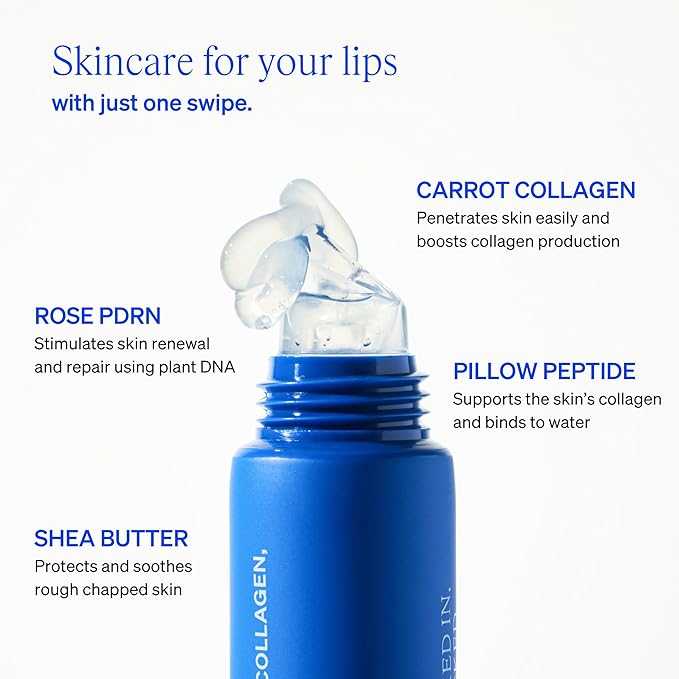 LipLock Jelly Serum for Dry Lips, Long-Lasting, Hydrating, Plumping, Glossy Mask with Rose PDRN, Carrot Collagen, Pillow Peptide, Moisturizing Tinted Lip Balm. (Crystal Clear)