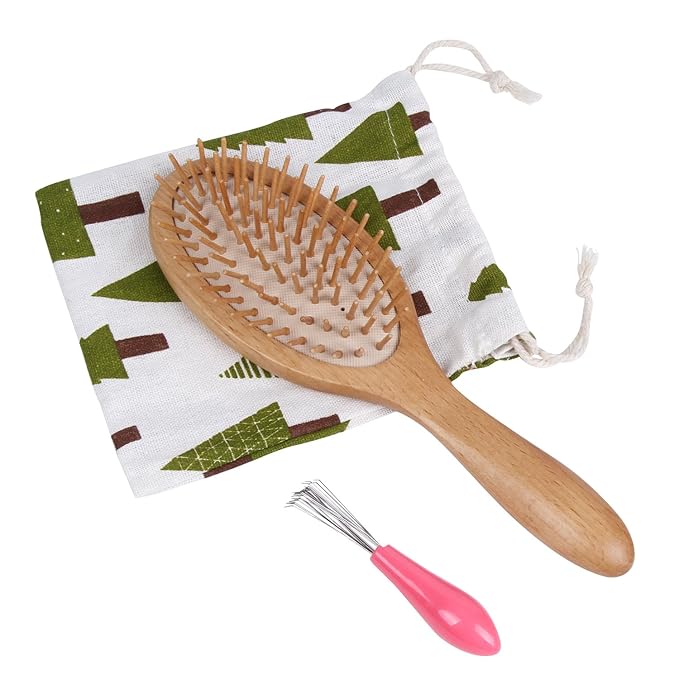 Wooden Bristle Hair Brush - Stimulating Scalp Massage for Hair Growth, Ideal Gift for All Hair Types