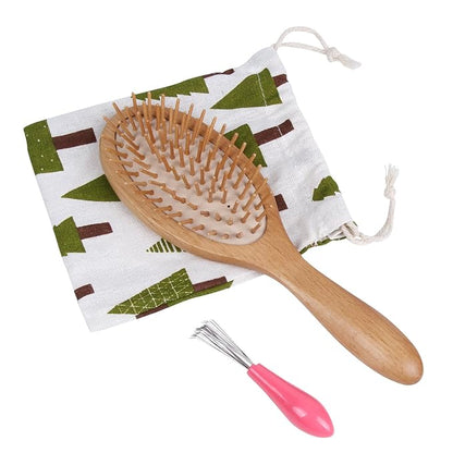 Wooden Bristle Hair Brush - Stimulating Scalp Massage for Hair Growth, Ideal Gift for All Hair Types