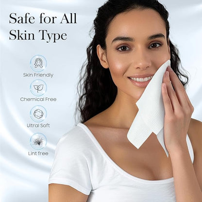 100 Count (2 Box) XL Disposable Face Towels 10” x 12”, 100% Viscose Fibre, Soft & Skin Friendly Face Towelettes Disposable, Facial Tissue Wipes for Women Cleansing