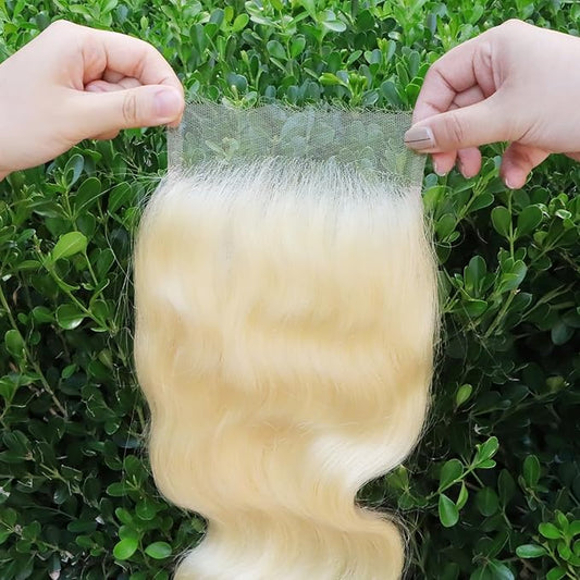 IDN BEAUTY SKINLIKE REAL HD 5X5 Lace Closure Human Hair Scalp-Simulating 0.1mm Ultra Thin HD Closure Pre Bleached Single Knots Pre Plucked Clean Natural Hairlin #613 Blonde BW 20 Inch