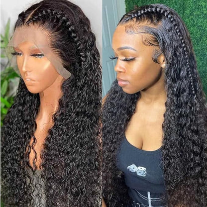 CHEETAHBEAUTY Deep Wave 13X6 HD Transparent Lace Front Wigs Human Hair Brazilian 10A Grade Deep Curly Human Hair Wigs for Black Women Pre Plucked with Baby Hair Natural Black 250% Density(18inch)