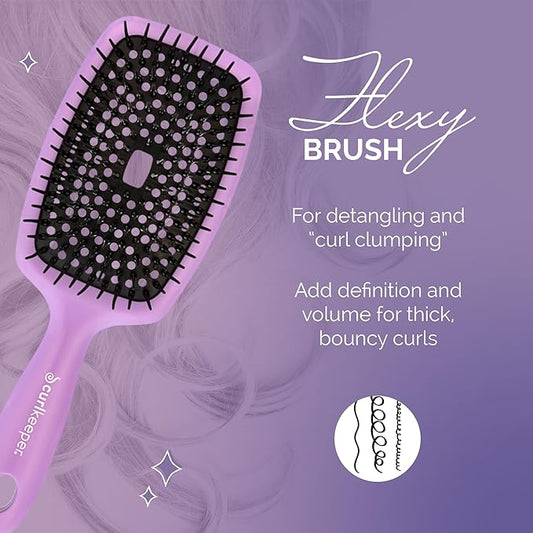 Curl Keeper Flexy Hair Brush, Purple - Detangling Hair Brush with Flexible Bristles for Shower Use, Combing Through Curls & Removing Tangles - Lightweight Hair Accessories for All Hair Type