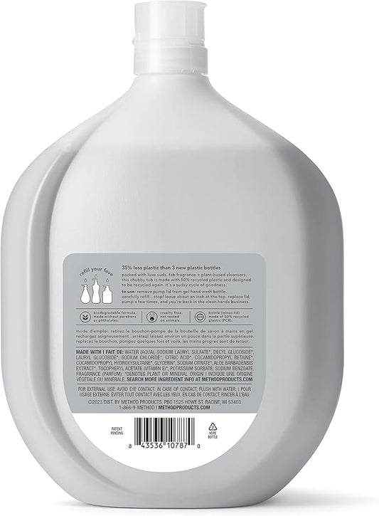Method Premium Gel Hand Wash Refill, Vetiver + Amber, Recyclable Bottles, Biodegradable Formula, 34 fl oz (Pack of 4) (Packaging May Vary)