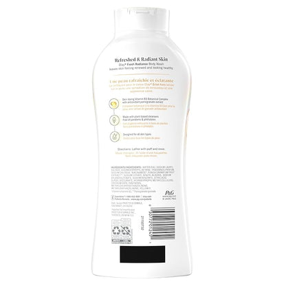 Olay Body Wash for Women, Fresh Radiance, Refreshing & Renewing, Made with Plant Based Cleansers, B3 Botanical Complex, For All Skin Types, Pineapple & Coconut Water Scent, 22 fl oz (Pack of 4)