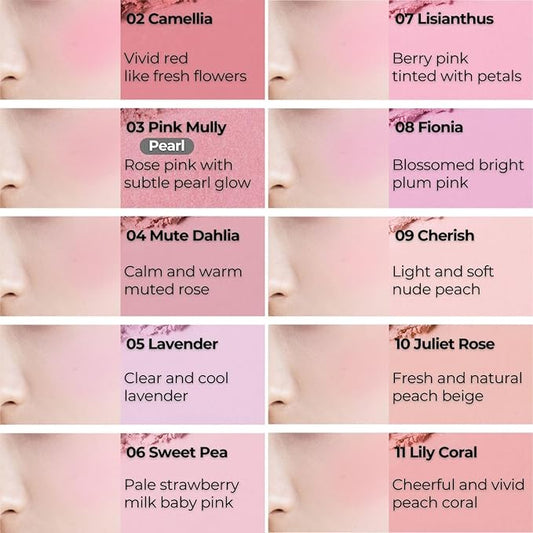 BBIA Last Blush NEW 15 Colors - Cheek Blush Shaping Shading Contour & Highlight Long-Lasting Matte Finish Natural Shades Buildable & Blendable Daily Korean Face Makeup (02 CAMELLIA, Pack of 1)