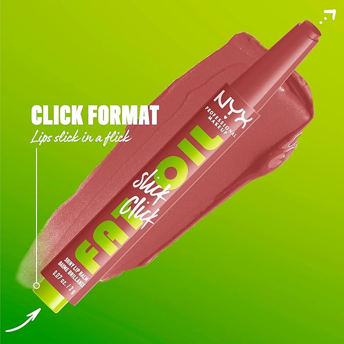 NYX PROFESSIONAL MAKEUP Fat Oil Slick Click, Lightweight, Buildable Pigmented Vegan Lip Balm - Profile Pic (Pink)