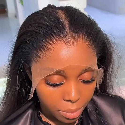 13x6 Full Frontal SKINLIKE Real HD Lace Wig Pre Plucked 0.10mm Ultra-thin Lace Vivid Clean Hairline Bleached Tiny Knots 200 Density Straight Lace Front Wigs for Women Human Hair 24 Inch