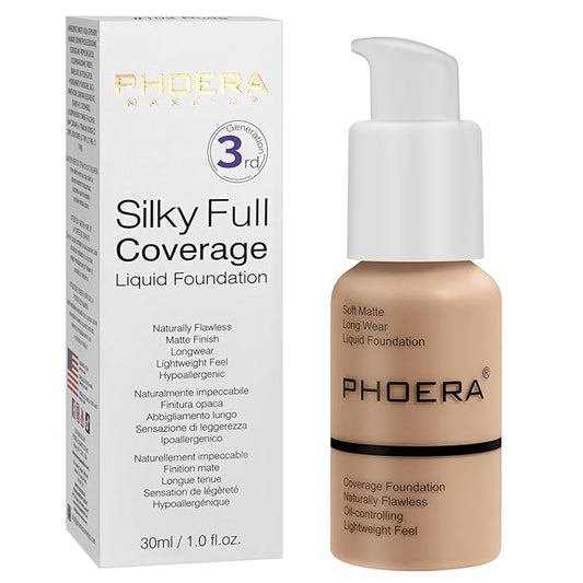 PHOERA Foundation, PHOERA Matte Liquid Foundation,PHOERA Makeup for Buff Beige) 30ml