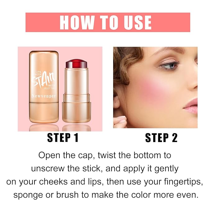 2pcs Jelly Blush Stick, Multi-purpose Lip and Cheek