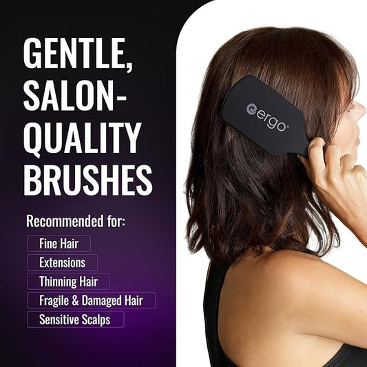 Ergo Super Gentle Mini Paddle Brush for Blow Drying - Hair Brushes for Women with Thick or Thin Hair - Dual Hairbrush for Women - Detangler Hair Brush - Gently Detangles Curly or Wet Hair - ERG1000