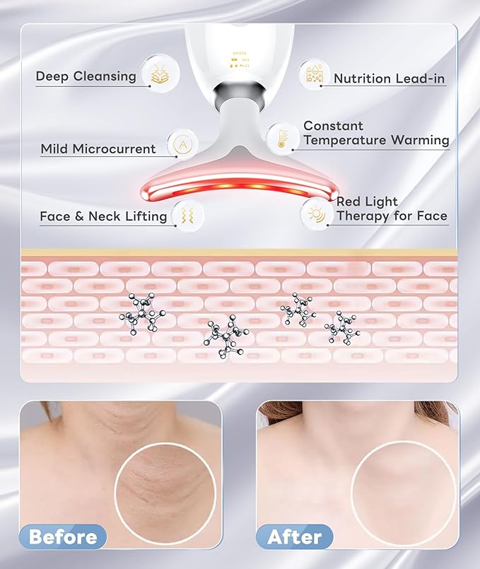 Light Based Multifunctional Facial Massager, 7 Color Portable Face Massager Tool for Skin Care, Glossy White