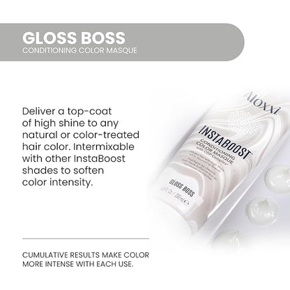 ALOXXI InstaBoost GLOSSY Color Depositing Conditioner Mask – Instant Temporary Hair Color Dye - Hair Color Masque for Deep Conditioning (Gloss Boss), 6.8 Fl Oz