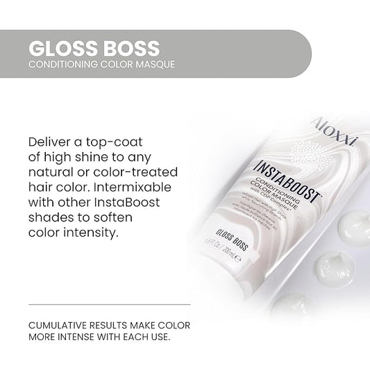 ALOXXI InstaBoost GLOSSY Color Depositing Conditioner Mask – Instant Temporary Hair Color Dye - Hair Color Masque for Deep Conditioning (Gloss Boss), 6.8 Fl Oz