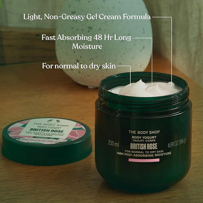 The Body Shop British Rose Body Yogurt, 48hr Moisturizer, 100% Vegan, 6.91 Fl.Oz