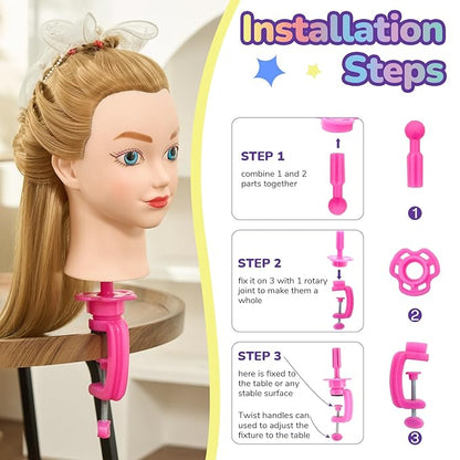 Neverland Beauty Mannequin Head with Hair with Tripod Stand, 20 Inch Cosmetology Manikin Practice Braiding Doll Head for Hair Styling, Training Head for Braiding Hairdressing for Kids