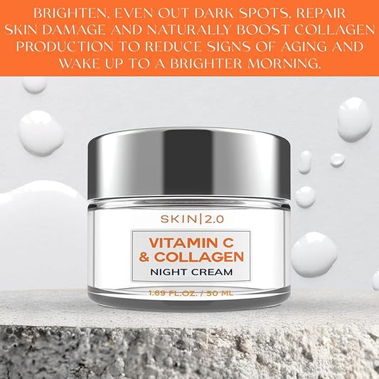Korean Vitamin C & Collagen Face Moisturizer - Dermatologist Tested, Tightening- Anti-Aging, Clean Beauty, Cruelty-Free Skincare - All Skin Types - 1.69 oz