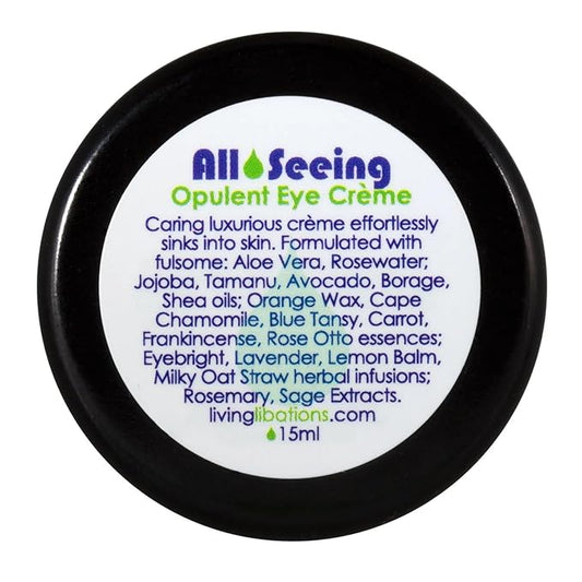 LIVING LIBATIONS - Organic All Seeing Opulent Eye Crème | Natural, Wildcrafted, Vegan Clean Beauty (0.5 fl oz | 15 mL)