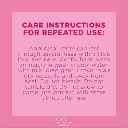 Jergens SOL Self Tanner Applicator Mitt, Flawless, Streak-free Tanning Blender Glove, Sunless Tanning, Reusable Tanning Mitt Protects Hands, All Skin Tone