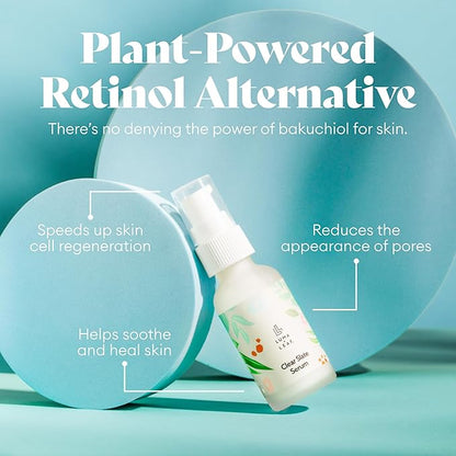 LUMA & LEAF Clear Slate Niacinamide Serum for Face – Redness & Acne Relief with Bakuchiol & Aloe Vera – Hydrating Vegan Daily Face Serum for Oily & Combination Skin
