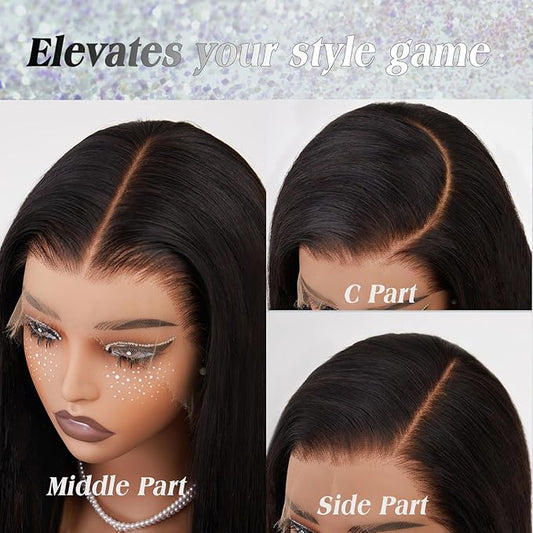 13x6 FULL SKINLIKE Real HD Lace Front Wig Human Hair Pre Plucked Bleached All KnotsTrue 200% Density 0.10mm Ultra-thin Invisible Lace Wig Brazilian Straight Frontal Wigs for Women Human Hair 20 Inch