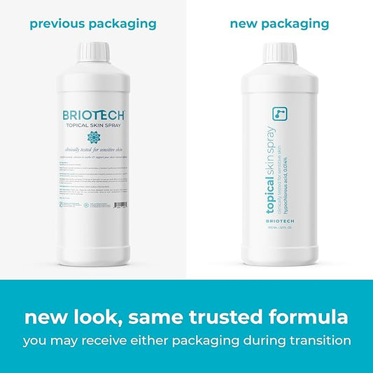 BRIOTECH Topical Skin Spray, Hypochlorous Acid for Body & Face, Eyelid Cleanser, HOCl Facial Mist, Support Against Irritation, Calm Redness, Soothe Foot & Scalp, 1 Liter Refill, 1 ct
