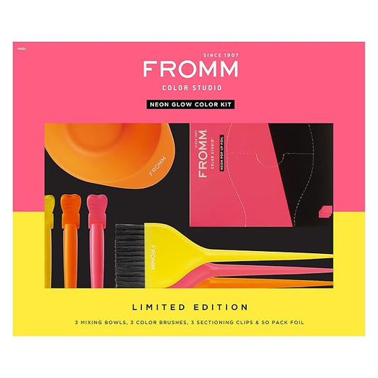 Color Studio Professional Hair Dye Coloring Kit for Hair Stylist in Neon Glow, 10-piece set - Includes Foils, Bowls, Brushes and Clips