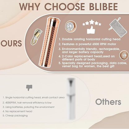 Upgrade Facial Hair Removal for Women, Rechargeable Hair Removal Device, Painless Face Electric Razor/Shaver for Lip, Arms, Face, Peach Fuzz (Coppery)