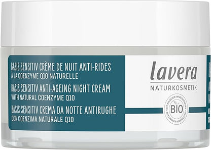lavera Anti-Aging Night Cream with innovative natural composition of coenzyme Q10, jojoba oil & shea butter to fight wrinkles, fine lines & signs of skin aging while you sleep – 1.7 Oz