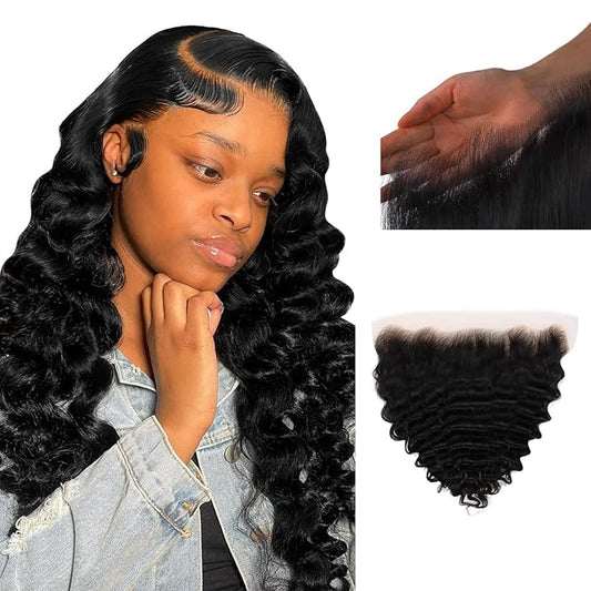IDN BEAUTY SKINLIKE REAL HD 13x4 Lace Frontal Deep Wave 20 Inch Bleached Single Knots Ultra-thin Frontal HD Lace Closure Virgin Human Hair 0.1 mm Pre Plucked Hairline