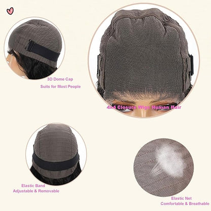 Body Wave Wigs Human Hair Glueless Wear And Go 4x4 HD Lace Closure Wig Human Hair Body Wave Closure Wigs Human Hair with Baby Hair 24 Inch