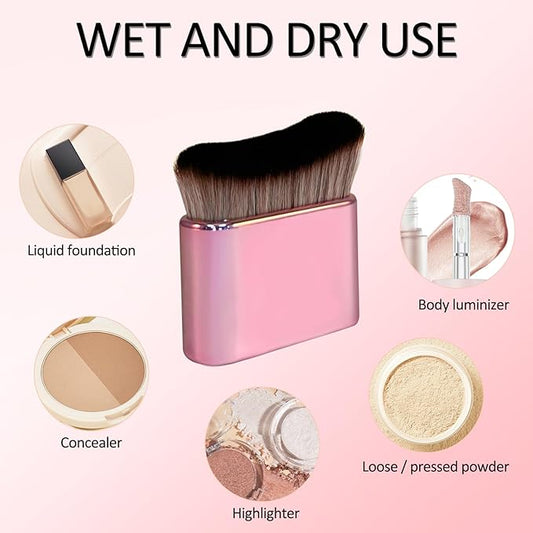 Self Tan Brush-Kabuki Brush for Body,Sunscreen Tanning Brush,Blusher,Shadow,Powder,Bronzer and Foundation Self Tanner Brush,Makeup Brushes for Face and Body（Pink）