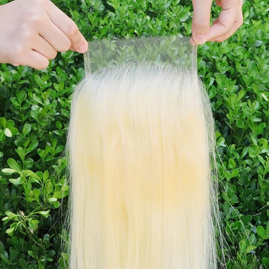 IDN BEAUTY SKINLIKE REAL HD 5X5 Lace Closure Human Hair Scalp-Simulating 0.1mm Ultra Thin HD Closure Pre Bleached Single Knots Pre Plucked Clean Natural Hairlin #613 Blonde ST 18 Inch