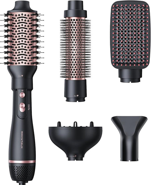 Wavytalk Hair Dryer Brush Set, Air Sculpt 5-in-1 Hot Air Brush Set | Blowout Brush Styler for Salon Blowouts, Volumizing, and Straightening, Sleek Frizz-Free for Every Hair Type, Black