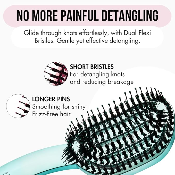 MOYOKO Hair Brush, Detangling & Vented, Blue Chrome, All Hair Types, Unisex Adult, Women, Men, Girls, Boys