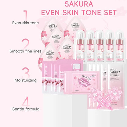 Skin Care Set with Cute Mini Luggage,Sakura Skin Care Sets & Kits,Pamper Sets For Teenagers Girls Gifts,Skin Care Set For Teenagers Girls 10-12 (One Size, Cherry Blossom-StyleC-Advanced Moisturizing)