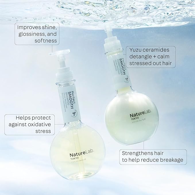 NATURELAB. TOKYO Frizz-Free Hydration Limited Edition Set: Includes Smooth Shampoo, Conditioner & Scalp Sake Rinse – Hydrates & Tames Frizz, Balances Scalp Microbiome, Includes Furoshiki Wrap