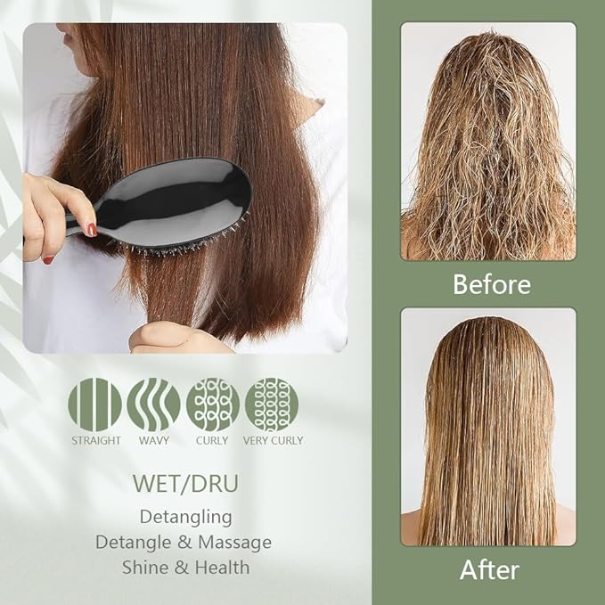 Nylon Teeth Boar Bristle Hair Extension Brush Cushion Hair Brush for Women Styling Smoothing Detangling