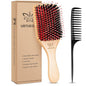 Hair Brush,Boar Bristle Hair Brushes and Hair Comb Set for Women Men Kids, Best Natural Wooden Paddle Hairbrush for Wet or Dry Hair