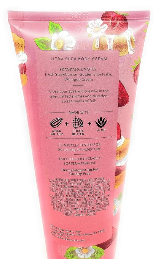 Bath and Body Works Body Care - 24 Hour Moisture Ultra Shea Body Cream - 8 oz - Strawberry Pound Cake