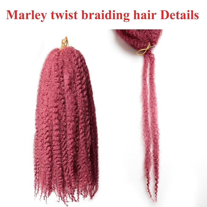 Marley Twist Braiding Hair 24 Inch 8 Packs – Fluffy&Tangle-Free Cuban Twist Hair for Braiding, Natural Look Synthetic Long-Lasting Spring Afro Kinky Twist Hair Extensions (118=BUG)
