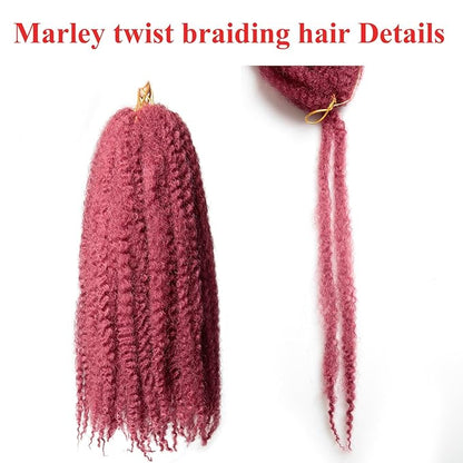 Marley Twist Braiding Hair 24 Inch 8 Packs – Fluffy&Tangle-Free Cuban Twist Hair for Braiding, Natural Look Synthetic Long-Lasting Spring Afro Kinky Twist Hair Extensions (118=BUG)